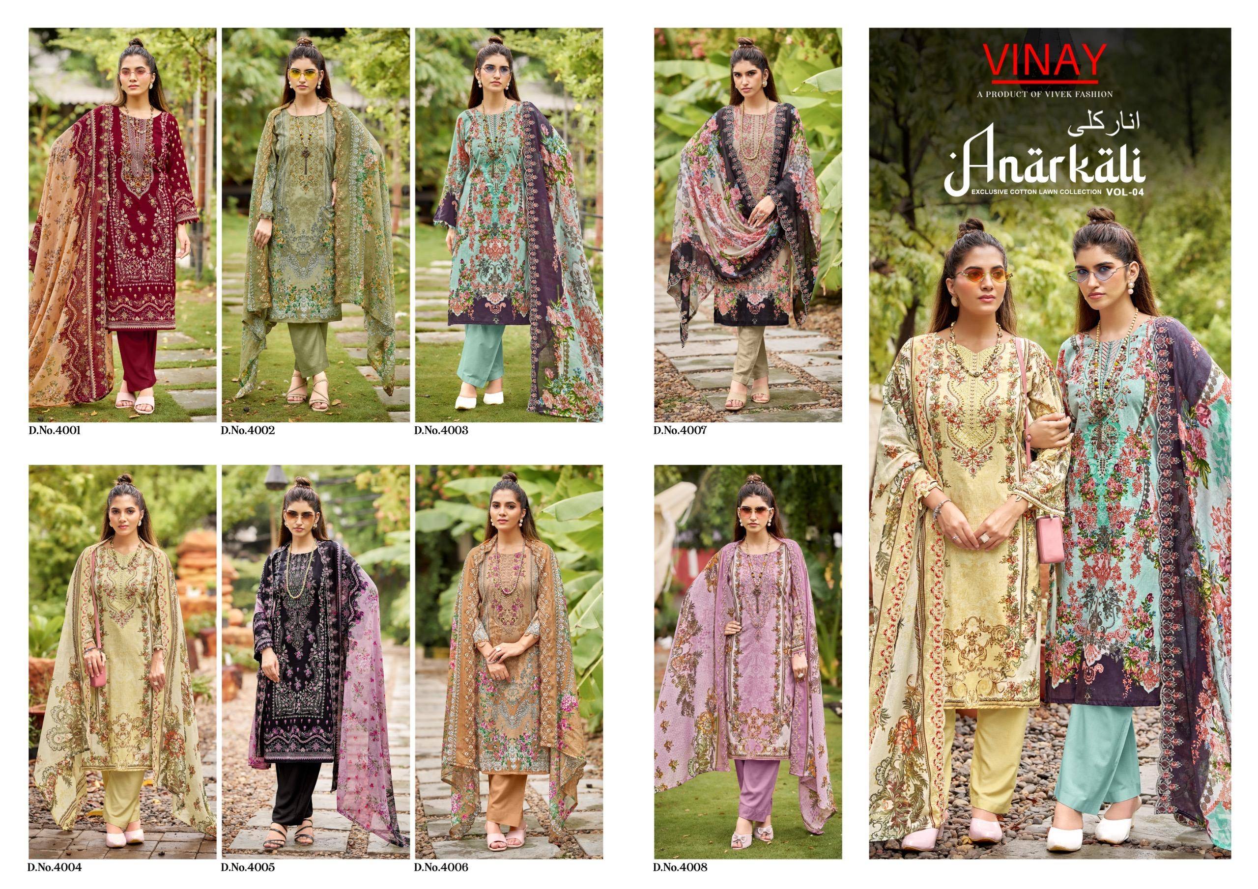 VINAY VOL 4 By Vivek Fashion 4001 To 4008 Beautiful Festive Suits Stylish Fancy Colorful Casual Wear & Ethnic Wear PURE CAMBRIC COTTON Print Dresses At Wholesale Price